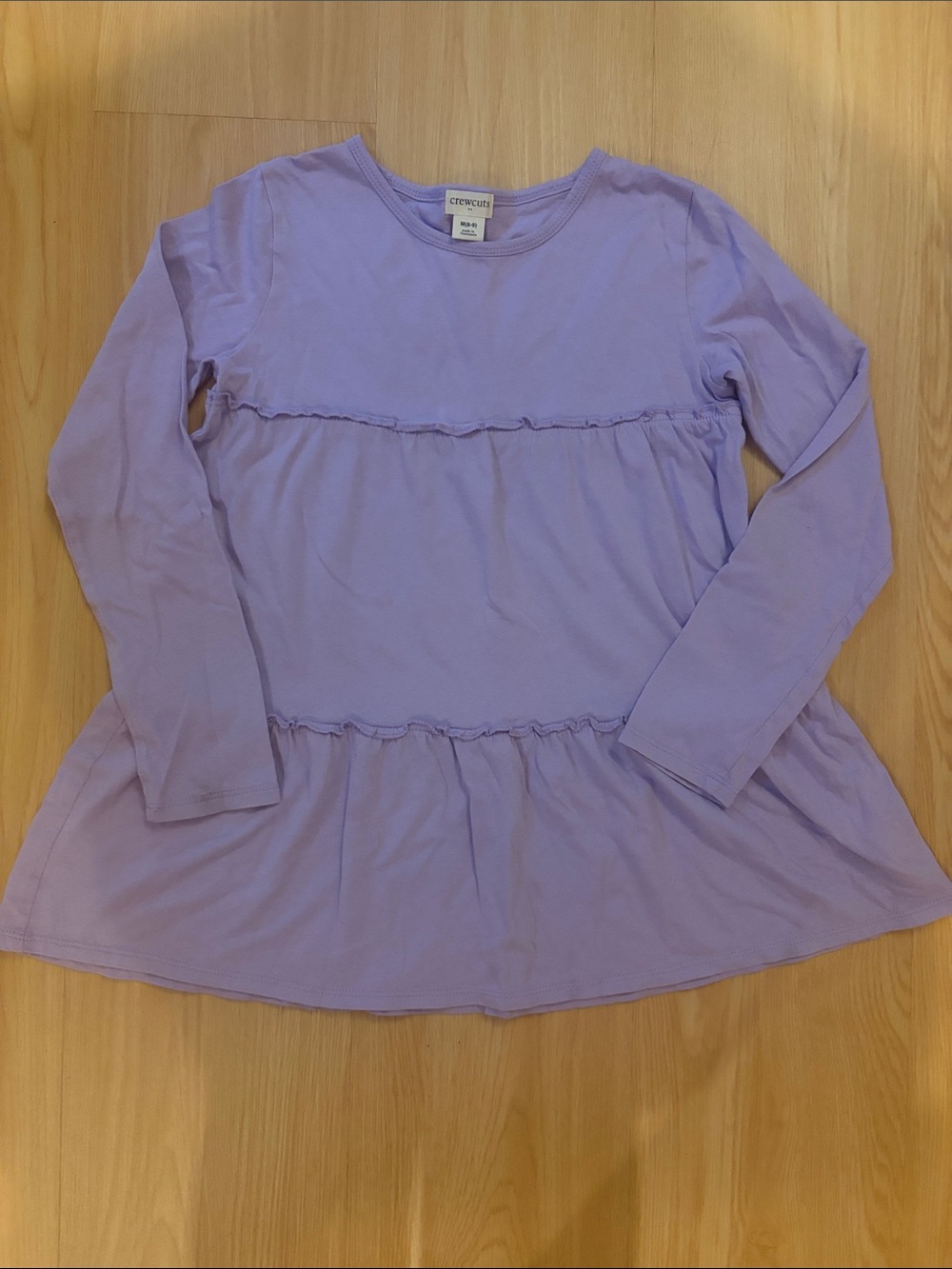 Crewcuts Lavender Tiered Long-Sleeve Top Size M